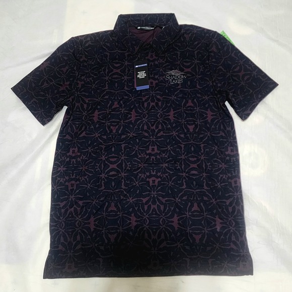 Travis Mathew Polo Floral Men's Medium Plum Cotton Blend‎ Tropical Performance - Picture 1 of 8